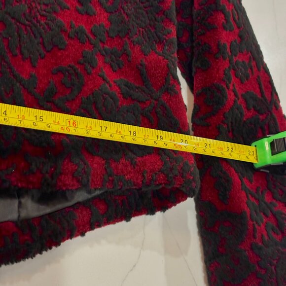 😊Tsunami Canada Black Red Bouclee Pattern Button Up Fleece Vintage Jacket Sz L - Picture 14 of 14
